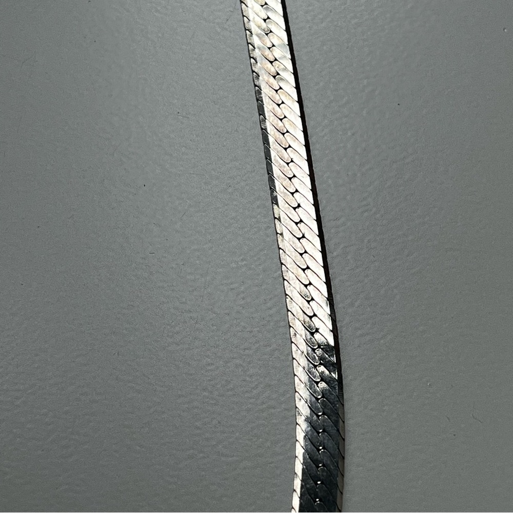 Vintage 925 Sterling‎ Silver 20" Long Herringbone Chain Necklace 18g - Picture 4 of 5
